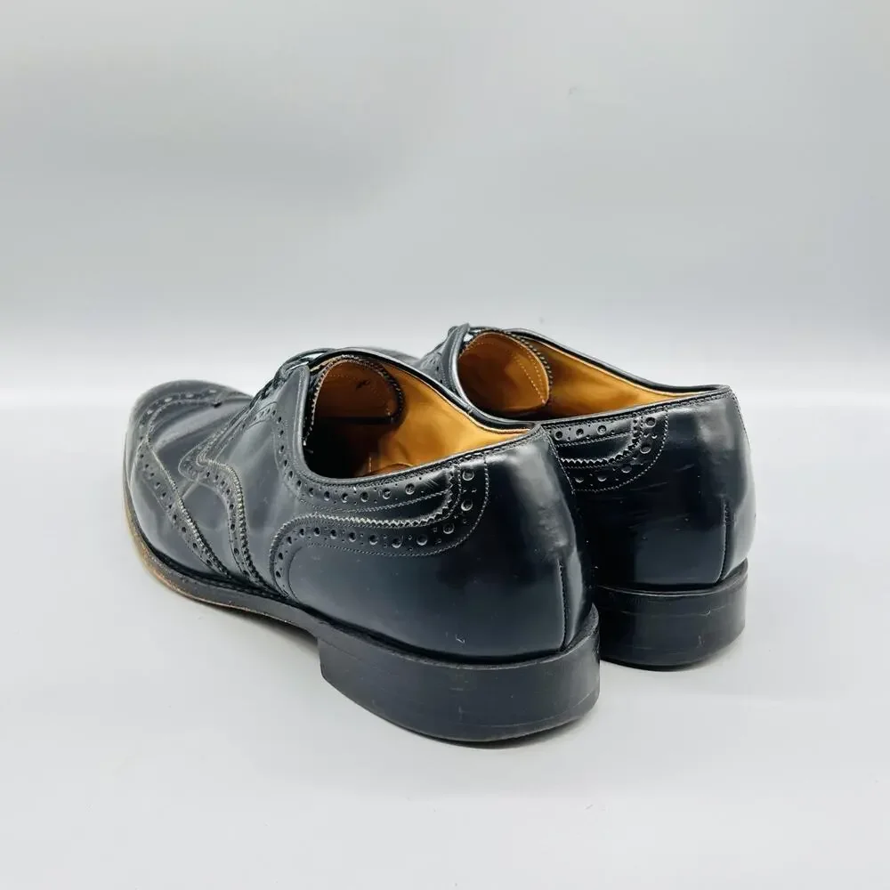 Johnston & Murphy Shoes Mens 11.5 Black Leather Aristocraft Wingtip Oxford Dress